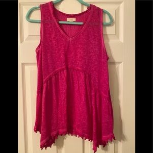 NWOT hot pink tank with crochet detail